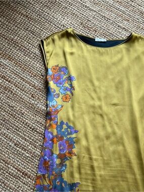 Promod Mustard Yellow Satin-Look Shift Dress
